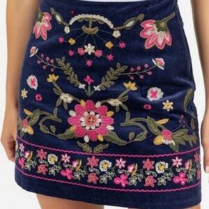 Embroidered corduroy skirt